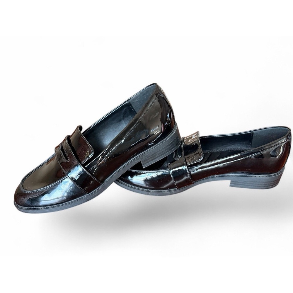 Kelly & Katie Women's Black Patent Leather Cushioned Slip-On Loafers US 9
